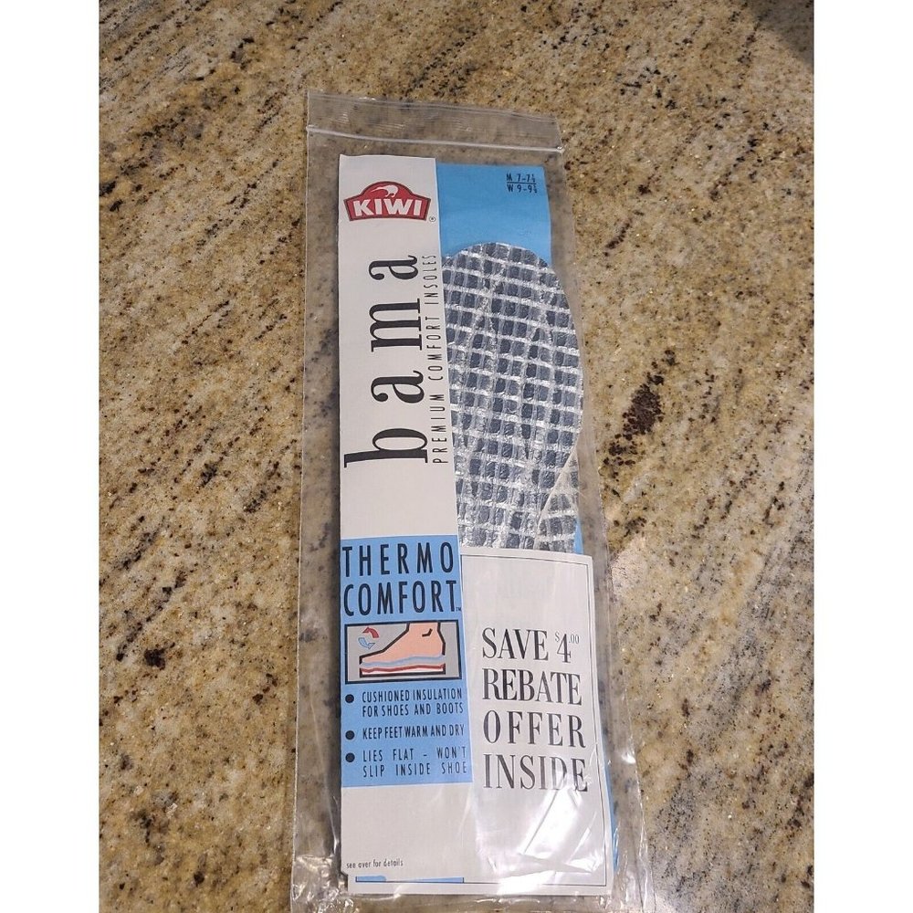 Kiwi bama Thermo Comfort Wool Aluminum Insoles Size  W 9-9.5 M 7-7.5 0ne Pair­